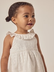 The White Company 100%  Cotton Broderie Detail Swing White Dress - Image 2 of 6