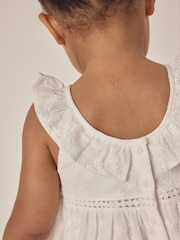 The White Company 100%  Cotton Broderie Detail Swing White Dress - Image 4 of 6