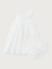 The White Company 100%  Cotton Broderie Detail Swing White Dress - Image 5 of 6