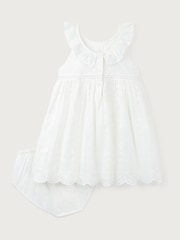 The White Company 100%  Cotton Broderie Detail Swing White Dress - Image 6 of 6
