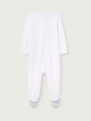 The White Company 100% Cotton Party Animals Print Embroidered White Sleepsuit - Image 6 of 6