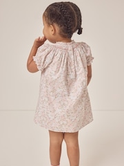 The White Company 100% Cotton Petunia Floral Hand Smocked White Dress - Image 2 of 6