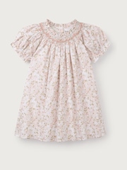 The White Company 100% Cotton Petunia Floral Hand Smocked White Dress - Image 5 of 6