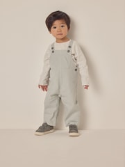 The White Company Green 100%  Cotton Twill Dungaree And Sweatshirt Set - Image 1 of 6
