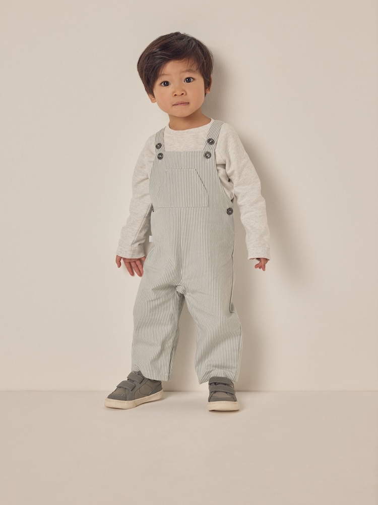 The White Company Green 100%  Cotton Twill Dungaree And Sweatshirt Set - Image 1 of 6