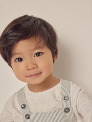 The White Company Green 100%  Cotton Twill Dungaree And Sweatshirt Set - Image 3 of 6