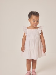 The White Company 100% Cotton Stripe Frill Sleeve Tiered Dress - Image 1 of 1