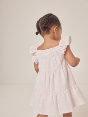 The White Company 100% Cotton Stripe Frill Sleeve Tiered Dress - Image 2 of 6