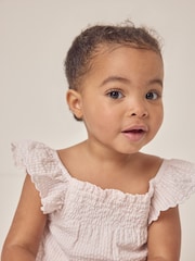 The White Company 100% Cotton Stripe Frill Sleeve Tiered Dress - Image 4 of 6