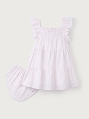 The White Company 100% Cotton Stripe Frill Sleeve Tiered Dress - Image 6 of 6