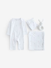 The White Company 100% Cotton White Little Bunny My 1St Outfit And Toy Gift Set - Image 1 of 2