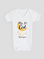 Personalised "My 1st Eid" Baby White Bodysuit by Stitch Style - Image 1 of 1