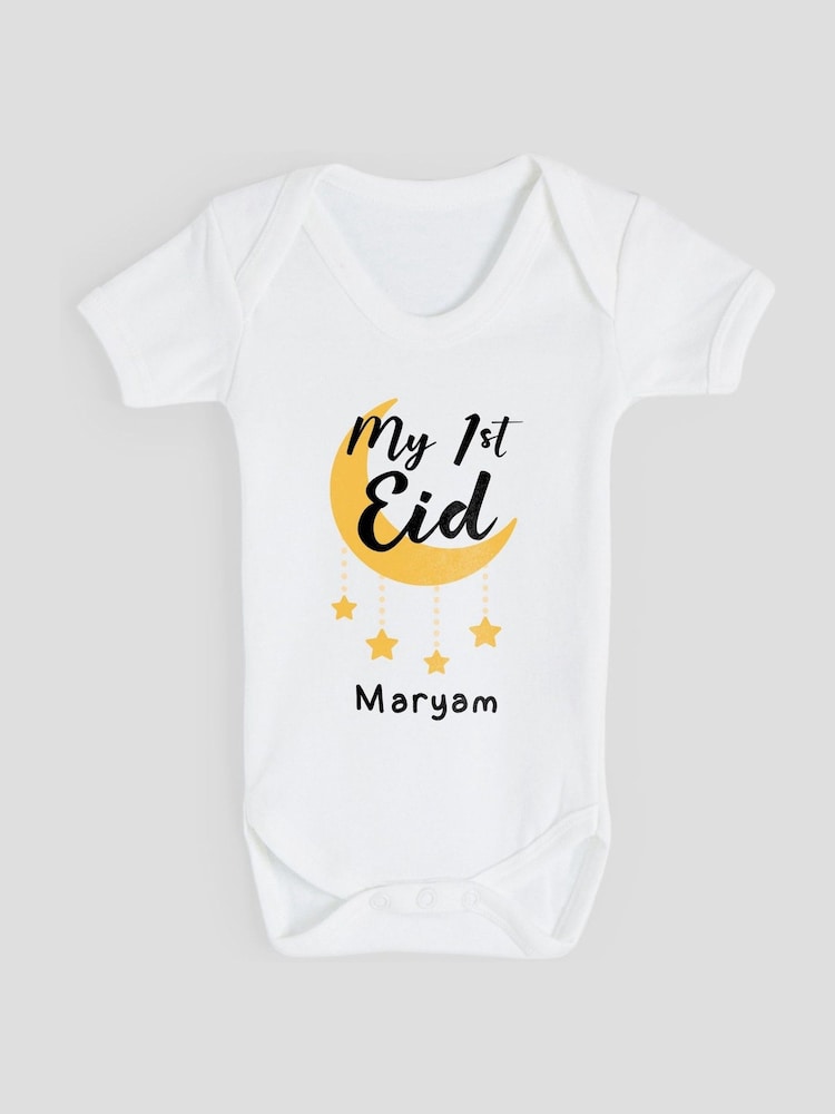 Personalised "My 1st Eid" Baby White Bodysuit by Stitch Style - Image 1 of 1