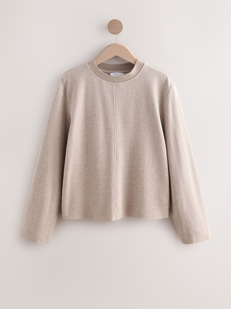 Neutral Marl Cosy Soft Touch Rib Crew Neck Jumper - Image 1 of 3
