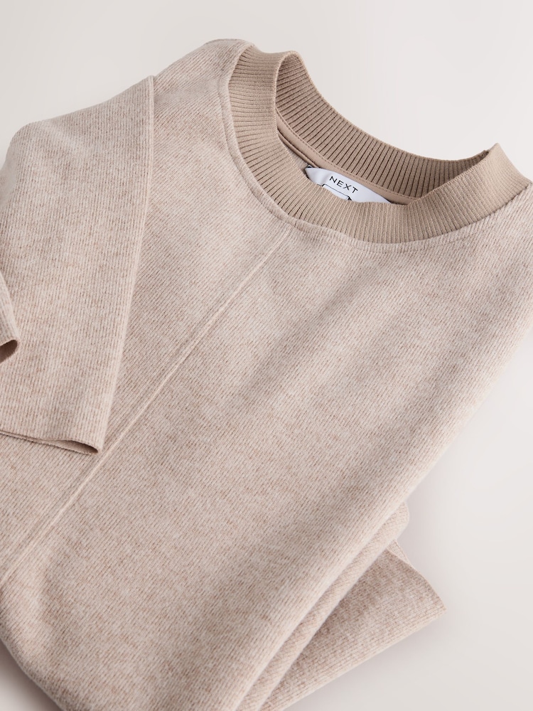 Neutral Marl Cosy Soft Touch Rib Crew Neck Jumper - Image 3 of 3