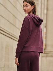 Burgundy Cosy Soft Touch Rib Overhead Hooded Jumper Sweatshirt - Image 4 of 8