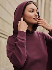 Burgundy Cosy Soft Touch Rib Overhead Hooded Jumper Sweatshirt - Image 5 of 8