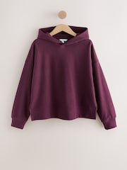 Burgundy Cosy Soft Touch Rib Overhead Hooded Jumper Sweatshirt - Image 6 of 8