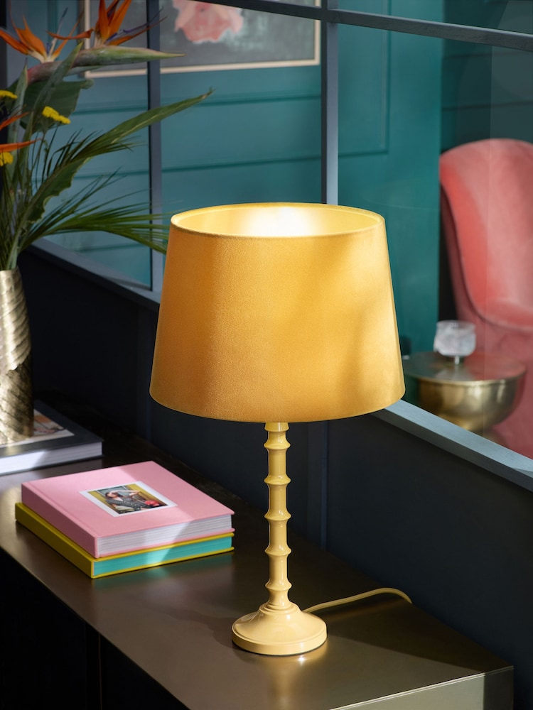 Ochre Yellow Velvet Lamp Shade - Image 2 of 5