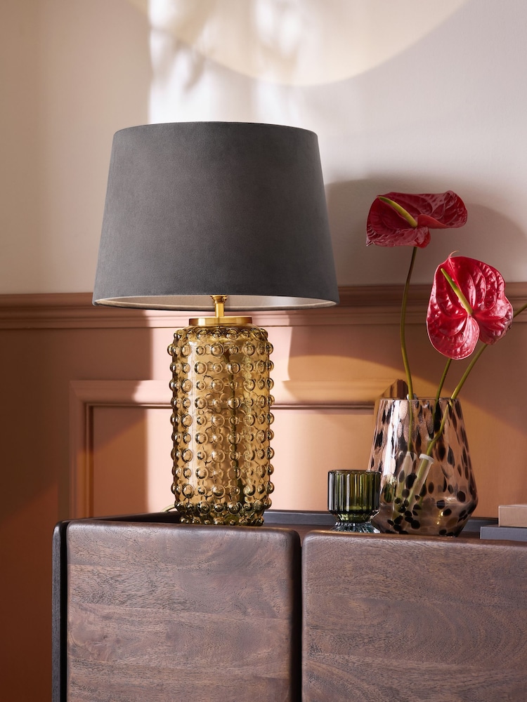 Charcoal Grey Velvet Lamp Shade - Image 2 of 5 Charcoal Grey Velvet Lamp Shade - Image 2 of 5
