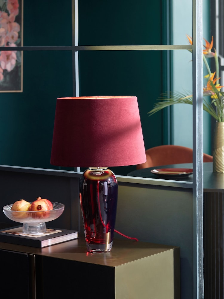 Cranberry Red Velvet Lamp Shade - Image 2 of 5