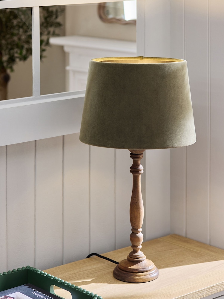 Moss Green Velvet Lamp Shade - Image 2 of 5