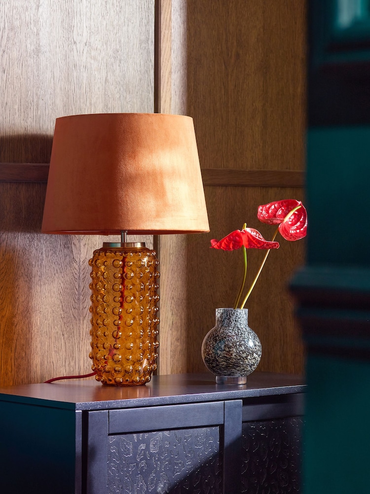 Orange Velvet Lamp Shade - Image 2 of 5 Orange Velvet Lamp Shade - Image 2 of 5