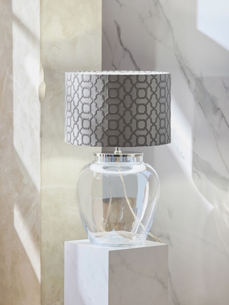 Silver Geo Velvet Lamp Shade - Image 2 of 7