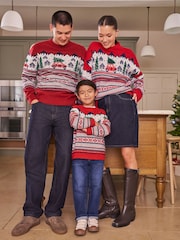 Rojo - Regular Fit Christmas Family Crew Jumper with Wool - Imagen 2 de 5