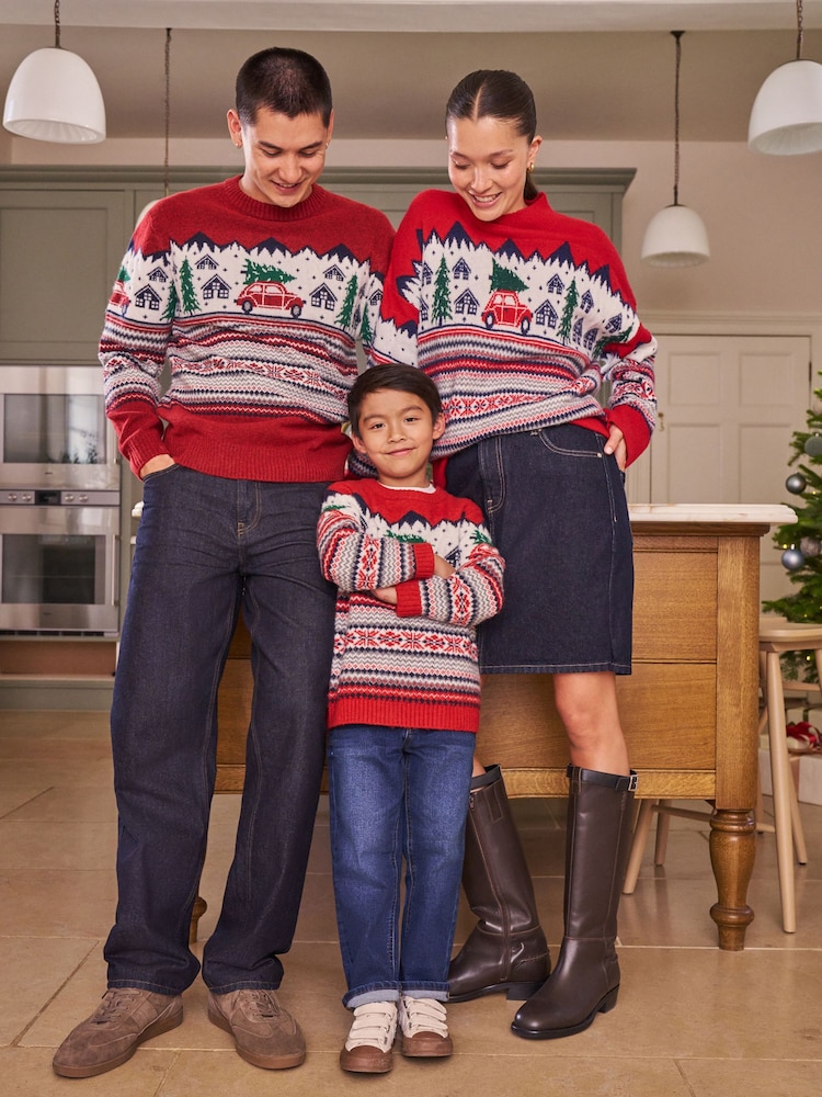 Rojo - Regular Fit Christmas Family Crew Jumper with Wool - Imagen 2 de 5