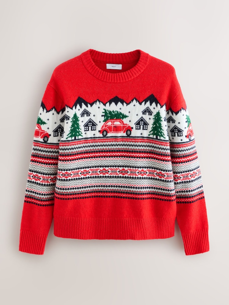Buy Red Fairisle Pattern Matching Family Christmas Jumper from Next ...