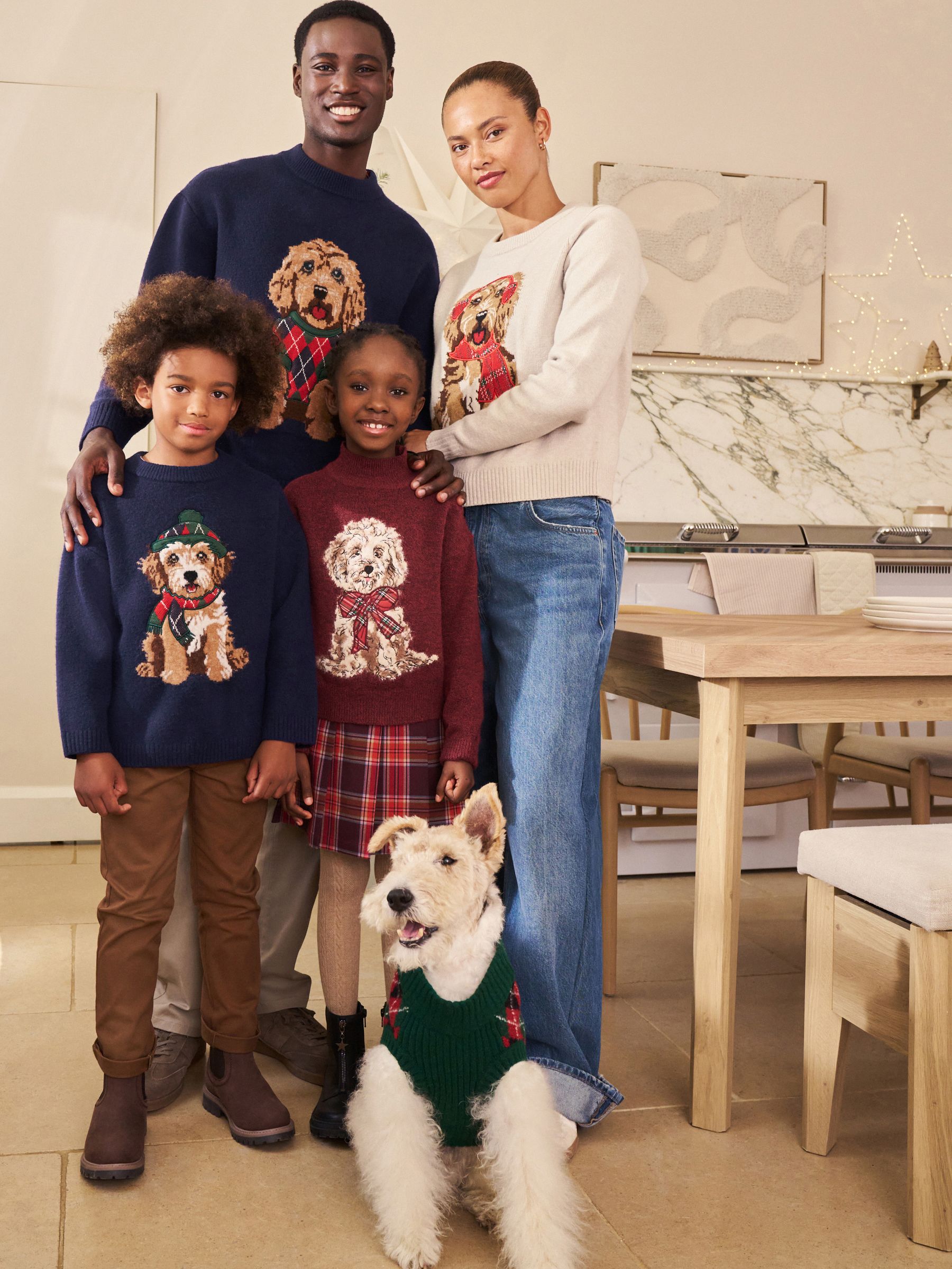 Buy Navy Blue Dog Graphic Matching Family Christmas Jumper from
