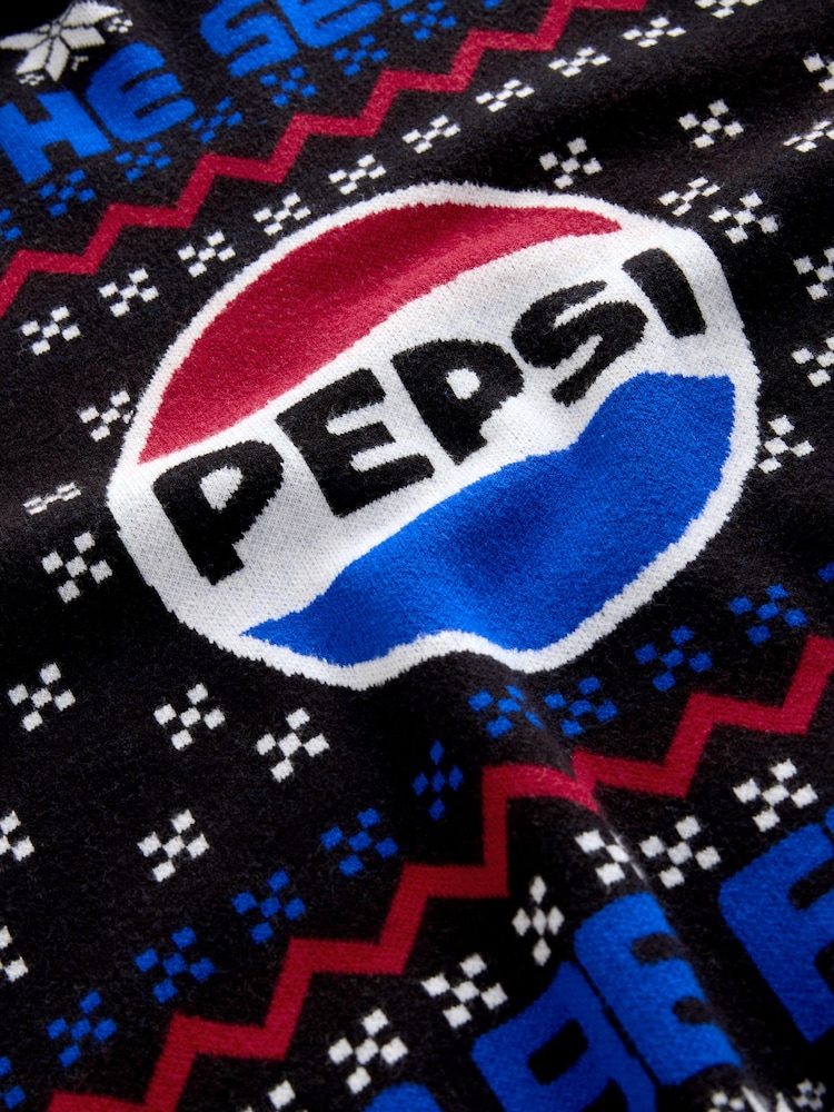 Black Regular Fit Christmas Pepsi Fairisle Pattern Graphic Crew Neck Jumper - Image 8 of 8 Black Regular Fit Christmas Pepsi Fairisle Pattern Graphic Crew Neck Jumper - Image 8 of 8