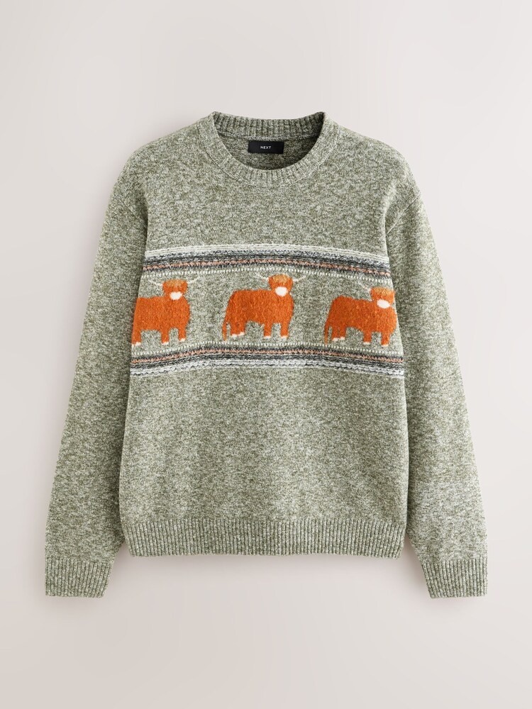 Green Regular Fit Matching Family Christmas Hamish Crew Neck Jumper with Wool - Image 9 of 9 Green Regular Fit Matching Family Christmas Hamish Crew Neck Jumper with Wool - Image 9 of 9