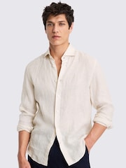 MOSS Off White Tailored Fit 100% Linen Shirt - Image 1 of 5