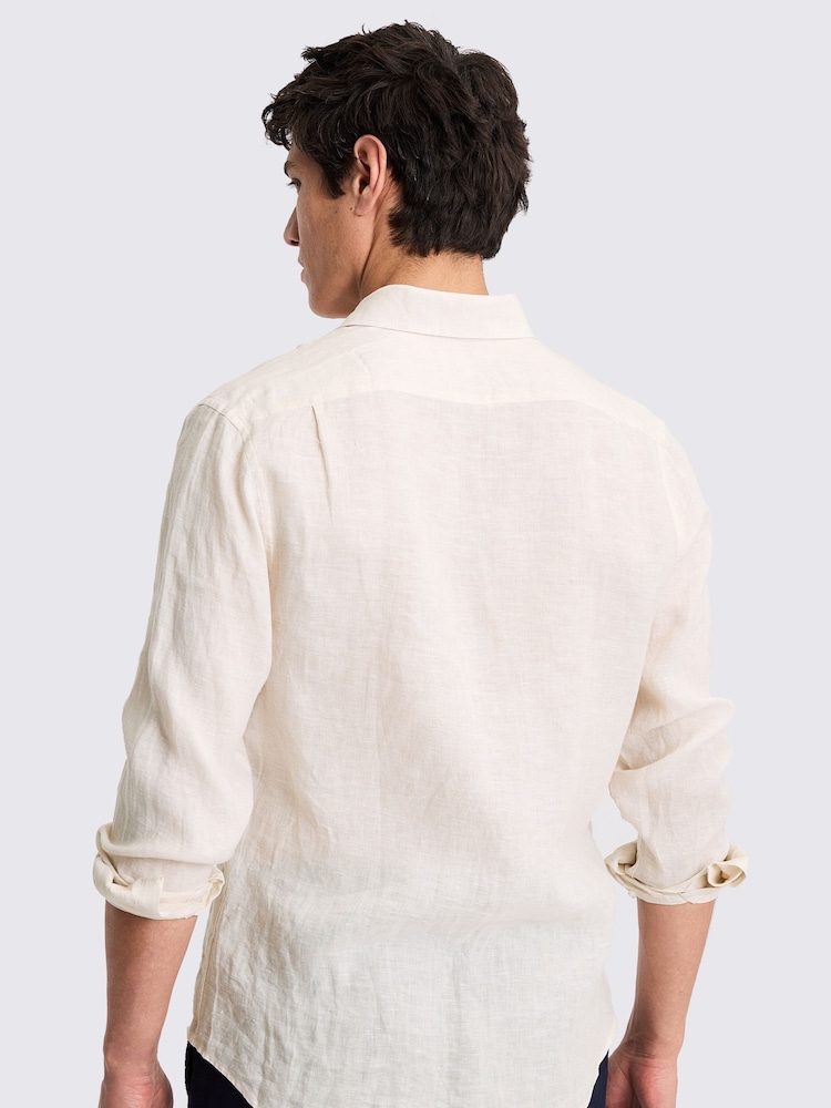 MOSS Off White Tailored Fit 100% Linen Shirt - Image 2 of 5
