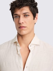 MOSS Off White Tailored Fit 100% Linen Shirt - Image 5 of 5