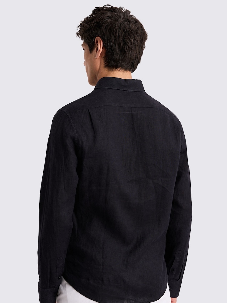 MOSS Black Tailored Fit 100% Linen Shirt - Image 2 of 5