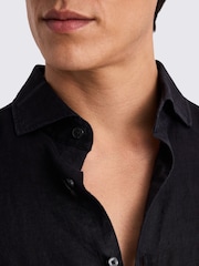 MOSS Black Tailored Fit 100% Linen Shirt - Image 4 of 5