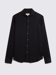 MOSS Black Tailored Fit 100% Linen Shirt - Image 5 of 5