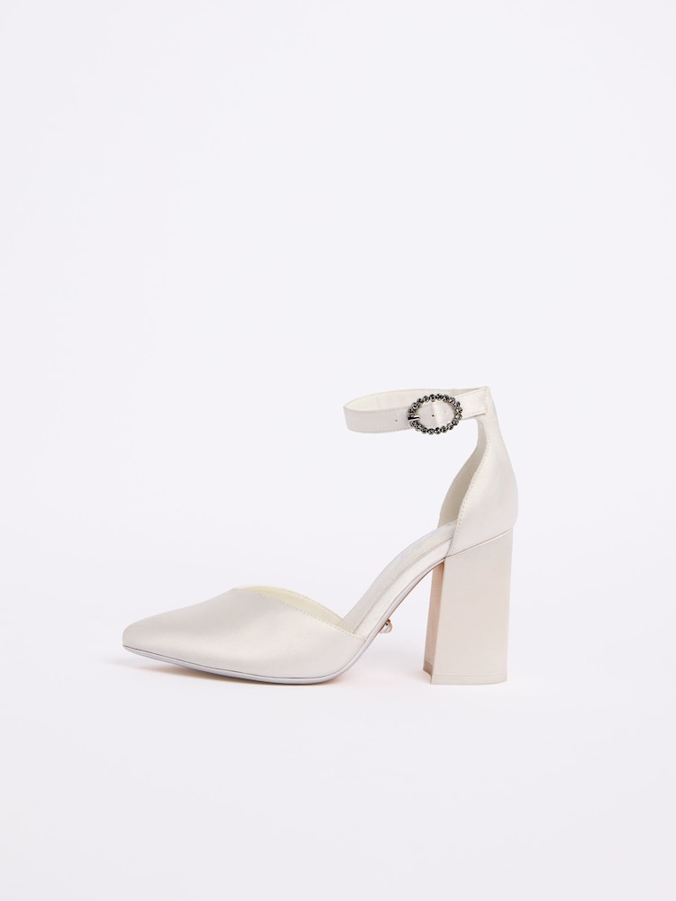 Lipsy Occasion Ivoren Satijnen Bruidsschoenen met Middelhoge Blokhak - Afbeelding 5 van 5