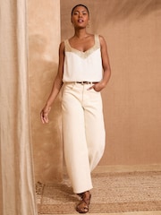 Love & Roses White/Ecru Gold Sequin V-Neck Vest - Image 4 of 4