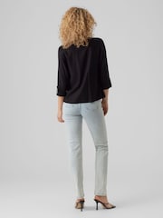 VERO MODA Black Linen Blend 3/4 Sleeve Jacket - Image 2 of 6