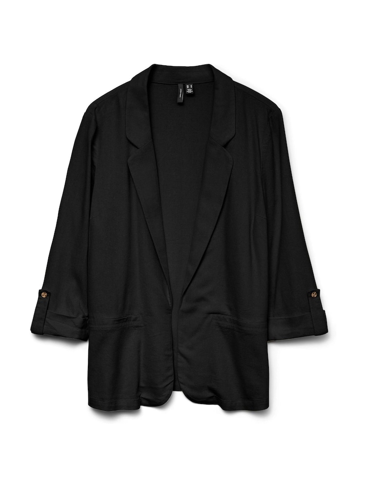 שחור - VERO MODA Linen Blend 3/4 Sleeve Jacket - Image 5 of 6