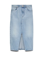 VERO MODA Blue High Waisted Denim Midi Skirt - Image 6 of 7
