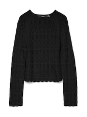VERO MODA Black Long Sleeve Crochet Round Neck Top - Image 6 of 6