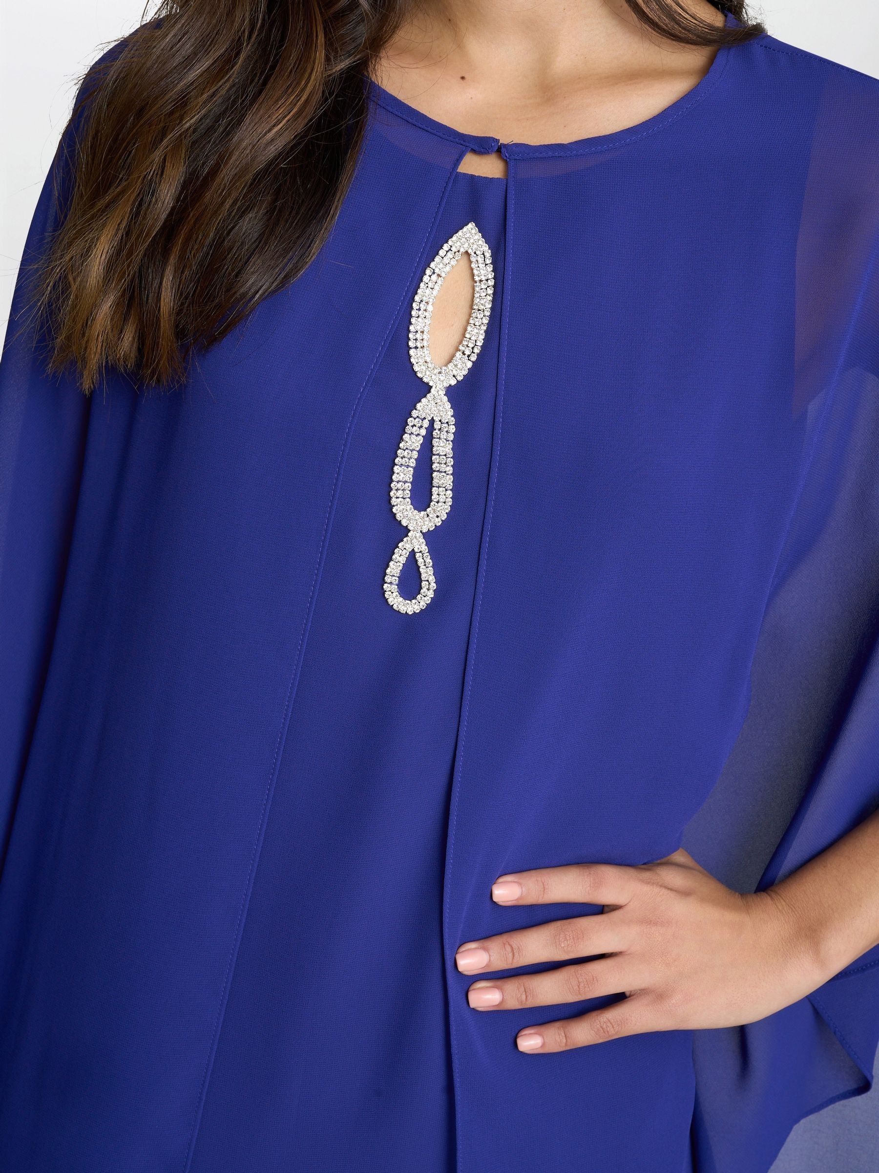 【海外限定】GinaBacconi ドレス☆Blue Laura Chiffon Cape And Buy Gina Bacconi Blue Laura Chiffon Cape And Beaded Neck