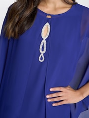 Gina Bacconi Blue Laura Chiffon Cape And Beaded Neck Dress - Image 5 of 6