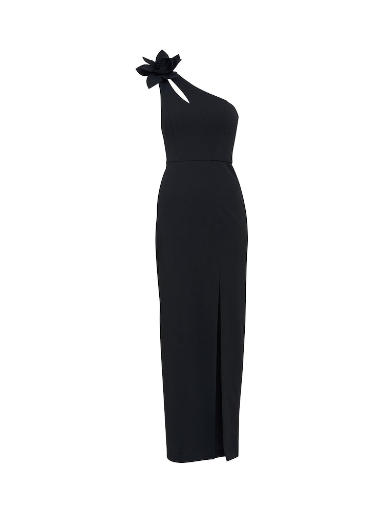 Gina Bacconi Portia One Shoulder Flower Maxi Black Dress - Изображение 5 из 5