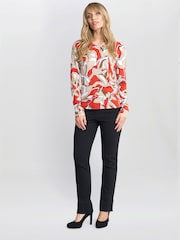 Gina Bacconi Orange Jadelyn Floral Print Jumper With Diamanties - Image 1 of 5